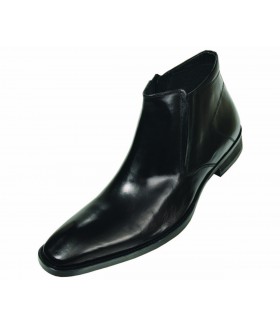 Steven Land SL344 Black Plain Toe Boot with Side Zipper