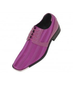 Viotti Style 17 Fuschia Striped Satin Oxford with Lizard Print on Sides