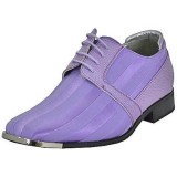 Viotti Style 17 Lavender Striped Satin Oxford with Lizard Print on Sides