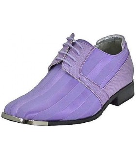 Viotti Style 17 Lavender Striped Satin Oxford with Lizard Print on Sides