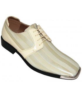 Viotti Style 17 Lemon Striped Satin Oxford with Lizard Print on Sides