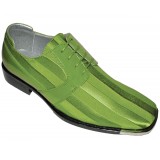 Viotti Style 17 Lime Striped Satin Oxford with Lizard Print on Sides