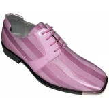 Viotti Style 17 Pink Striped Satin Oxford with Lizard Print on Sides