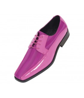 Viotti Style 179 Fuschia Striped Satin Oxford with Patent on Sides