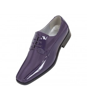 Viotti Style 179 Purple Striped Satin Oxford with Patent on Sides