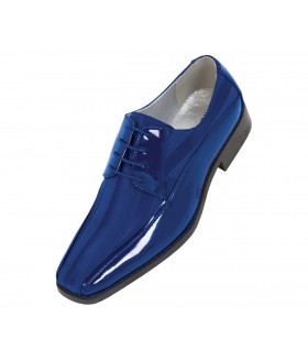 Viotti Style 179 Royal Blue Striped Satin Oxford with Patent on Sides