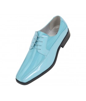 Viotti Style 179 Turquoise Striped Satin Oxford with Patent on Sides